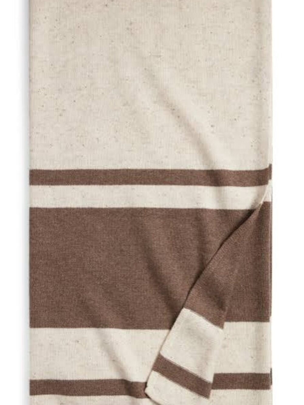 NEW Nordstrom Wool Cashmere Striped Throw Blanket 50"x60" Brown, Oatmeal